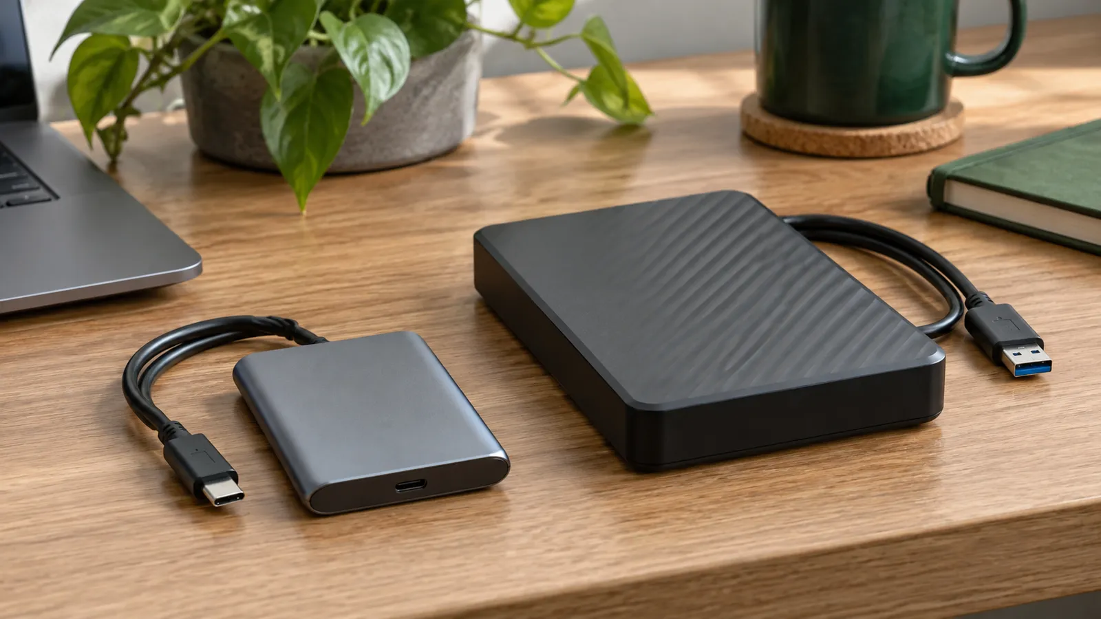 Компактный SSD и более крупный внешний диск
